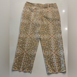 Pendleton Medallion Print Cotton Cropped Trousers Gold Tan